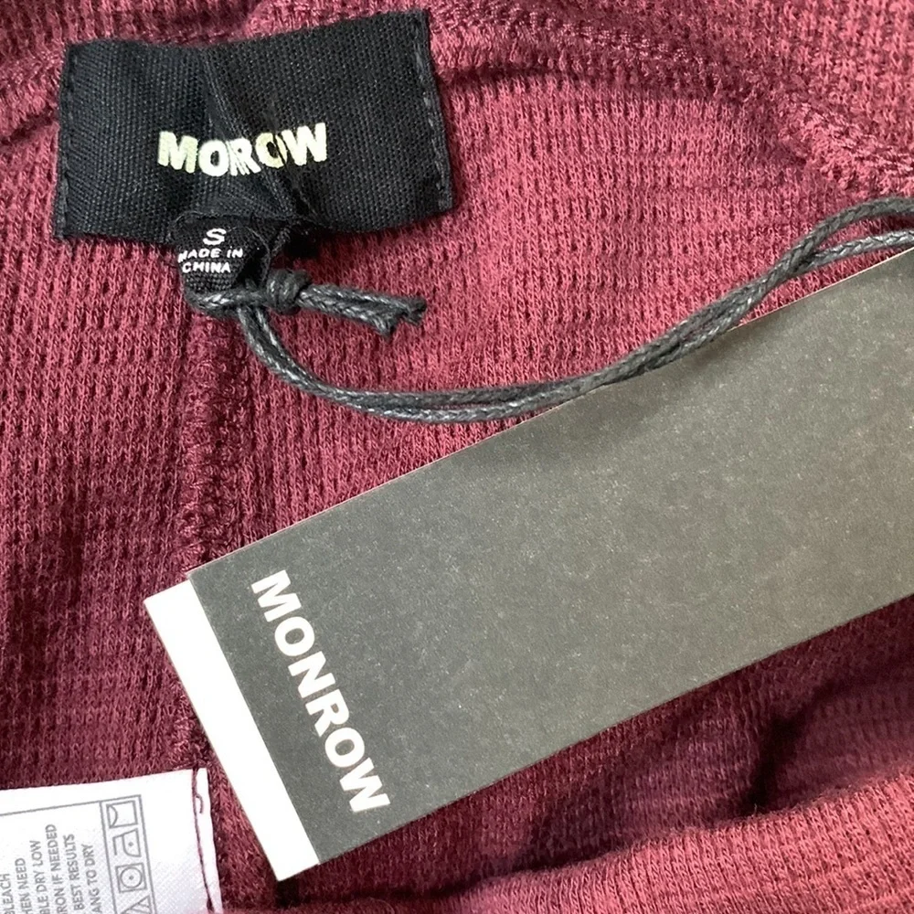 New Monrow Waffle Knit Casual Straight Leg Lounge Jogger Pants Women Small